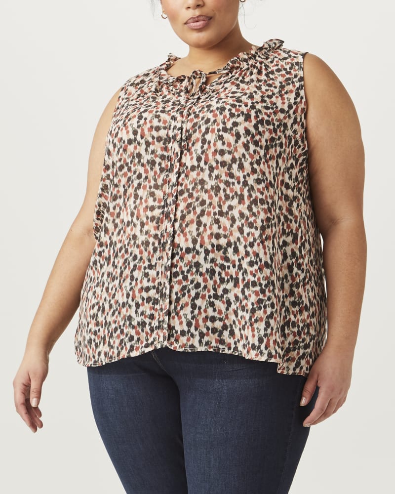 Front of plus size Mira Tie-Neck Blouse by Downing Studio | Dia&Co | dia_product_style_image_id:153188